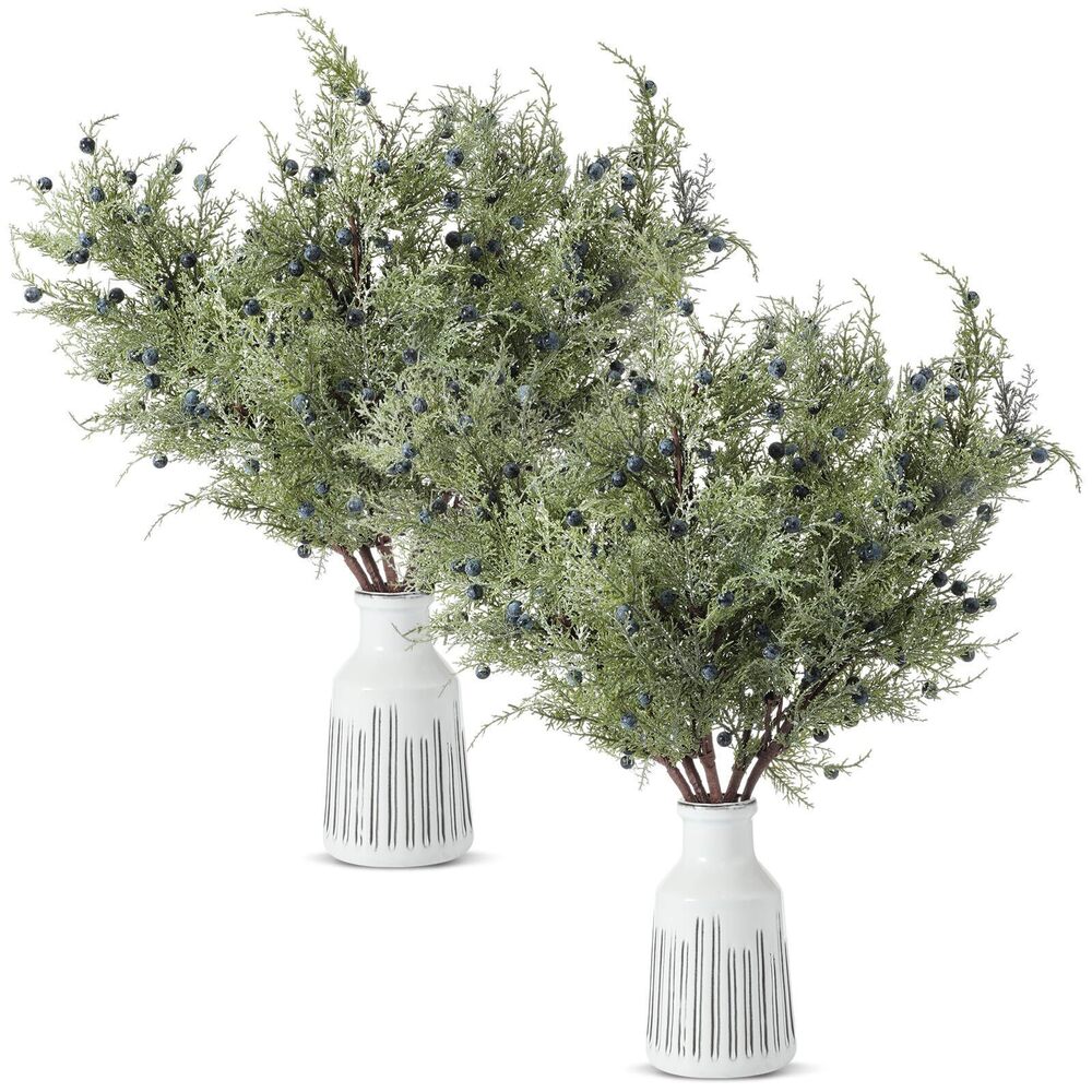 2034 6 Pcs 30 Inch Artificial Juniper Cedar Sprays and Berries Branch Faux